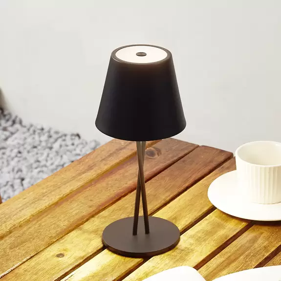 Lampenwelt Lindby LED-Akkutischleuchte Janea CROSS, schwarz, Metall Saisonschlussverkauf