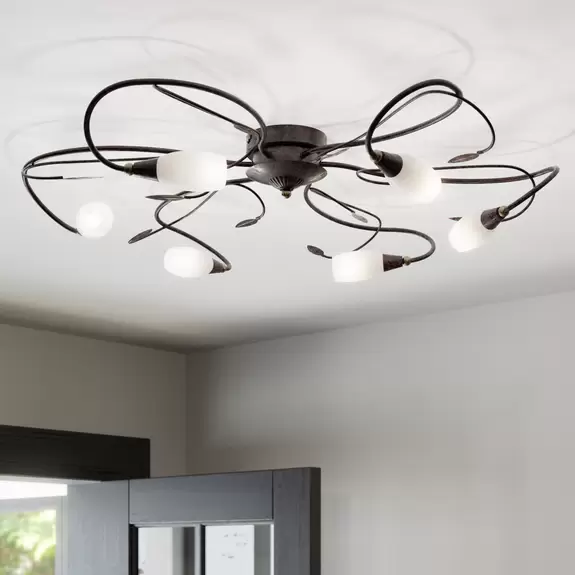 Lampenwelt Verspielt wirkende Deckenlampe Claudi, antikbraun Top Angebot