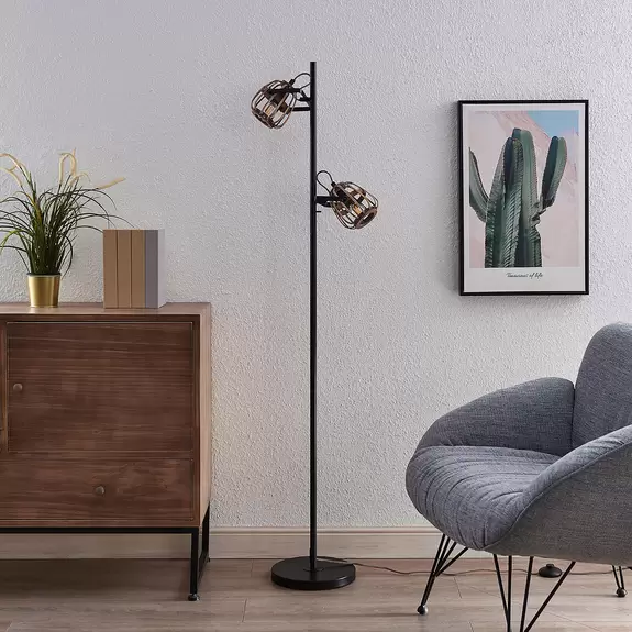 Lampenwelt Lindby Bominio Stehleuchte mit zwei Schirmen Zeitlich begrenztes Angebot
