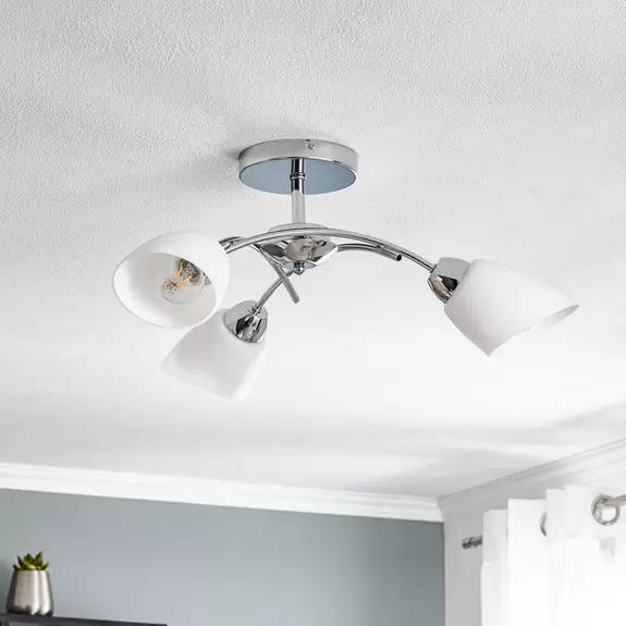 Lampenwelt Deckenlampe Varietta mit Glasschirmen, chrom 3-fl Kostenloser Versand international