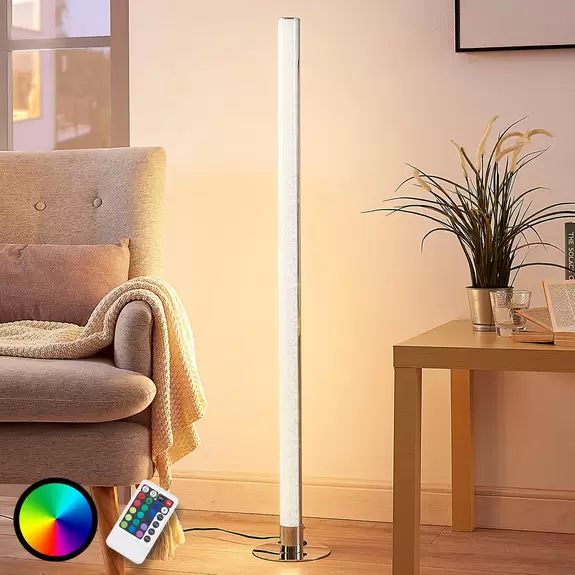 Lampenwelt Lindby LED-Stehlampe Hadis, RGB, Fernbedienung, weiß, 120 cm Outlet