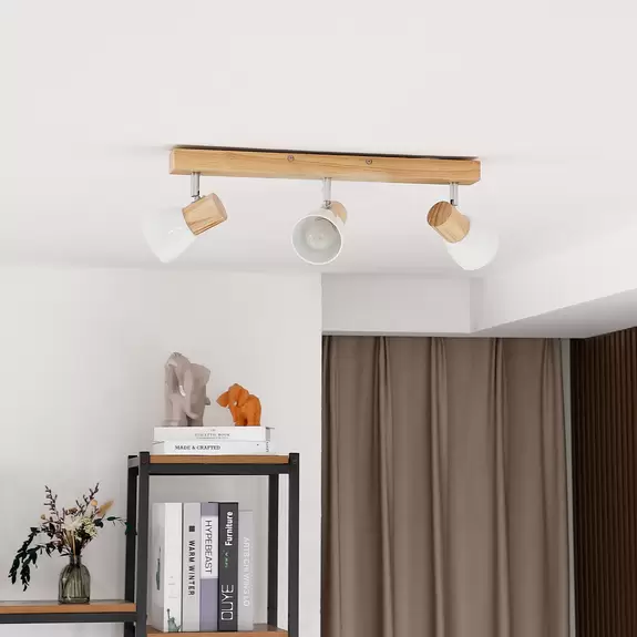 Lampenwelt Holz-Deckenlampe Thorin, dreiflammig Angebote