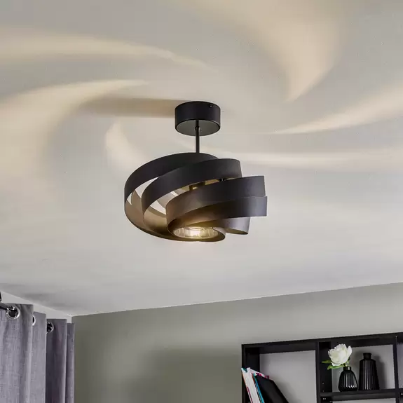 Lampenwelt Deckenleuchte Vento, schwarz, Ø 40 cm, Metall, E27 Hotsell