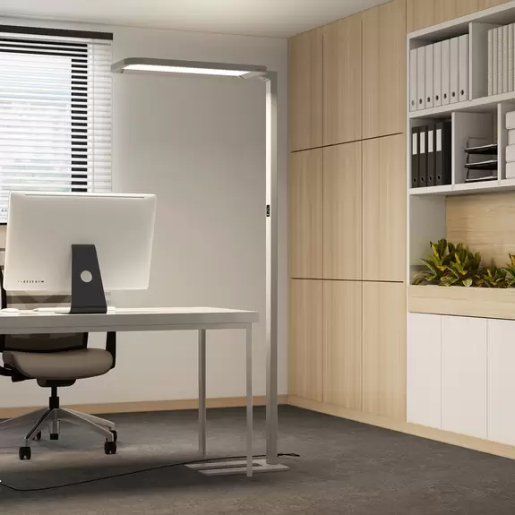 Lampenwelt Büro-LED-Stehleuchte Nelus Neo, Dimmer und Sensor Großer Ausverkauf