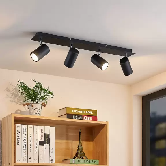 Lampenwelt Lindby Joffrey Deckenstrahler, 4-fl. 70 cm schwarz Valentinstagsangebot