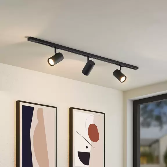 Lampenwelt Lindby 1-Phasen-Schienensystem Linaro, GU10, schwarz, 3-flg Online Outlet
