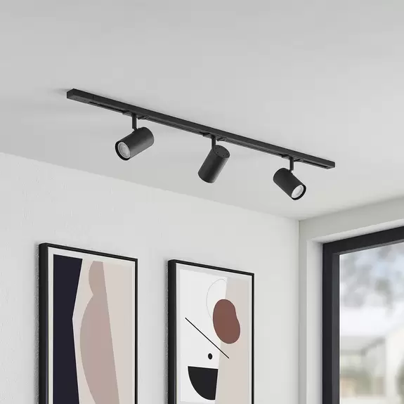 Lampenwelt Lindby 1-Phasen-Schienensystem Linaro, GU10, schwarz, 3-flg Online Outlet