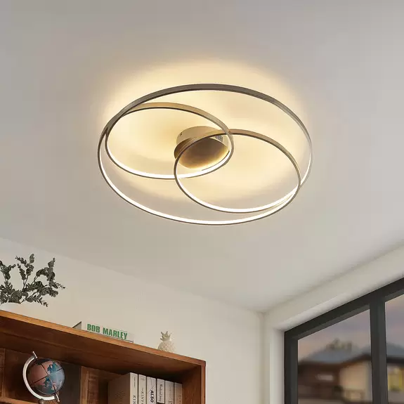 Lampenwelt Lindby Kateryna LED-Deckenleuchte nickel Neueste Stile