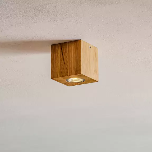 Lampenwelt Deckenlampe Wooddream 1-flammig Eiche, eckig, 10cm Fabrikpreis