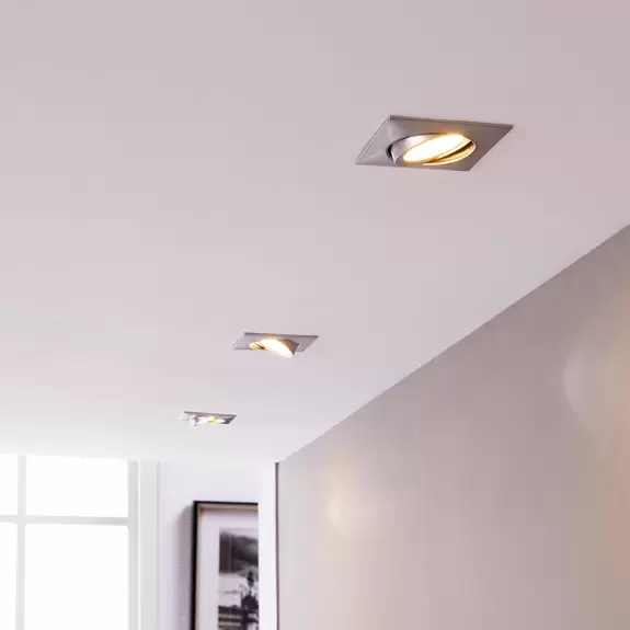 Lampenwelt Chrom-Einbaulampen mit LEDs, eckig 3er-Set Günstig kaufen