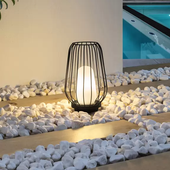 Lampenwelt Lucande Terrassenleuchte Chandan, 32,1 cm, schwarz, Alu Zeitlich begrenztes Angebot