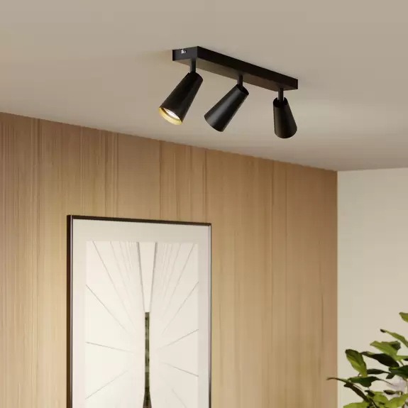 Lampenwelt Lucande Angelina Deckenlampe schwarz-gold, 3-fl Bis zu 50% Rabatt