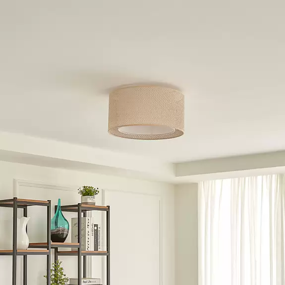 Lampenwelt Lindby Deckenleuchte Soula, Ø 40 cm, beige, Kunststoff, E27 Kostenloser Versand