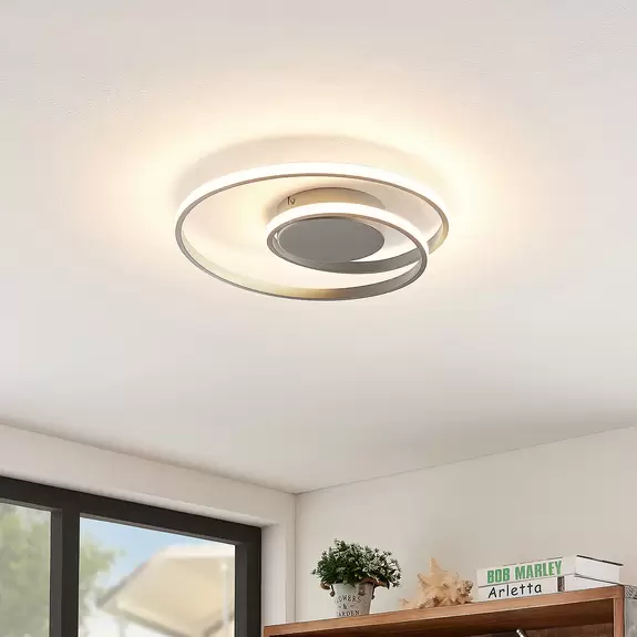 Lampenwelt Lindby Kyron LED-Deckenlampe, silber titanfarbig Preisnachlass