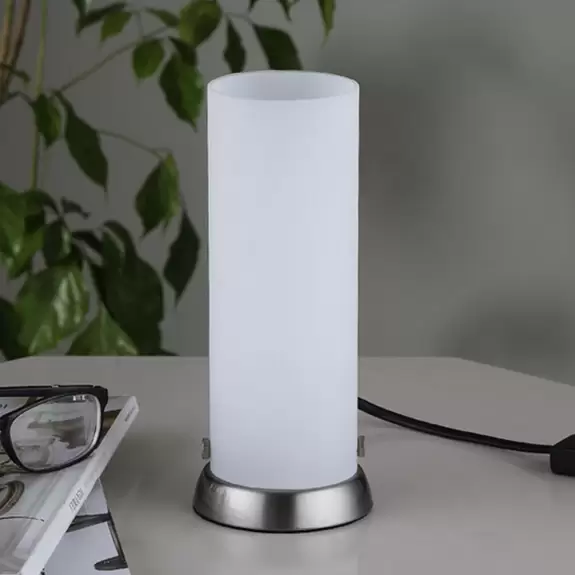 Lampenwelt Zylinderförmige Tischlampe Andrew aus Glas Jubiläumsangebot