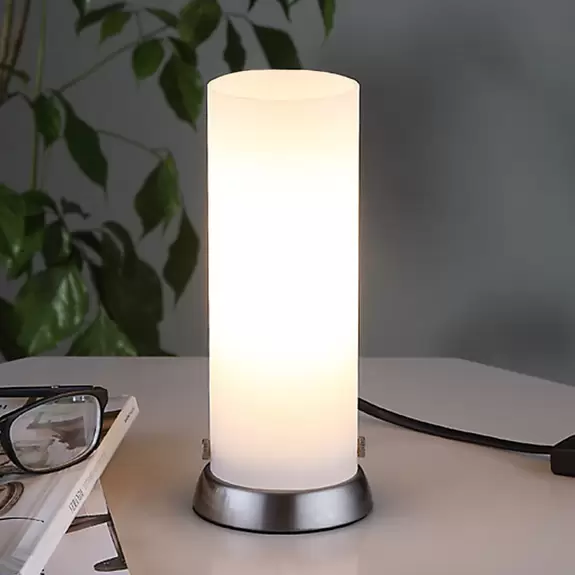 Lampenwelt Zylinderförmige Tischlampe Andrew aus Glas Jubiläumsangebot