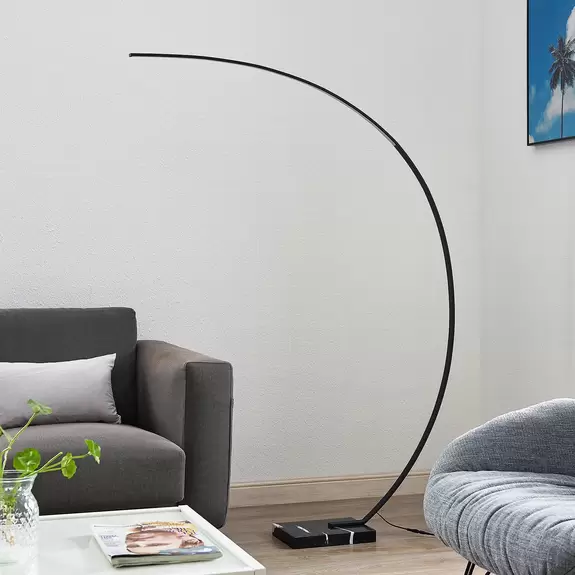 Lampenwelt Lindby Kendra LED-Bogenstehleuchte, schwarz Heißer Verkauf