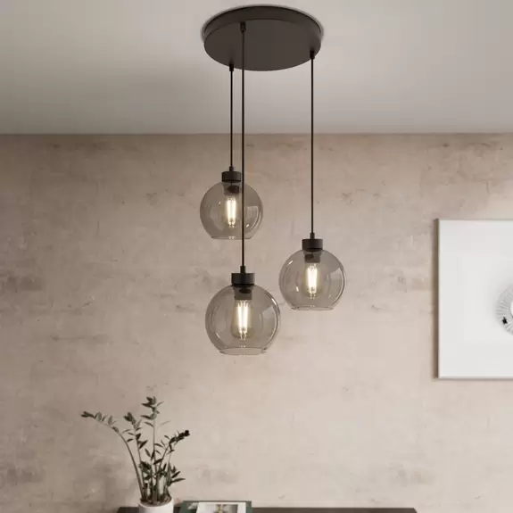 Lampenwelt Hängeleuchte Cubus, graphit, Glas, 110 cm Abhängung Saisonale Angebote