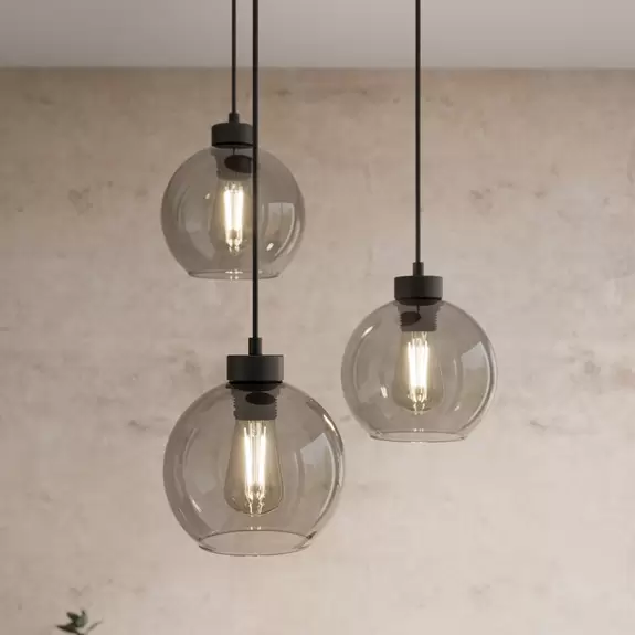 Lampenwelt Hängeleuchte Cubus, graphit, Glas, 110 cm Abhängung Saisonale Angebote