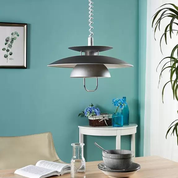 Lampenwelt Lindby Hängeleuchte Nadija, grau, Ø 43 cm, höhenverstellbar Tägliche Deals