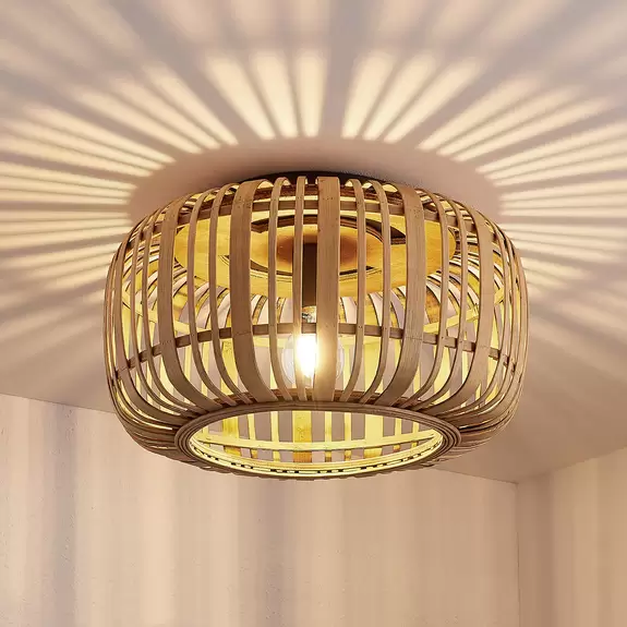 Lampenwelt Lindby Deckenleuchte Canyana, natur, Rattan, Ø 40 cm Riesige Ersparnisse