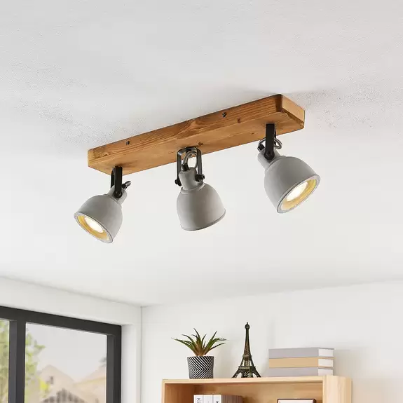 Lampenwelt Lindby Mitis Deckenleuchte, Kiefernholz, 3-fl Tiefpreis