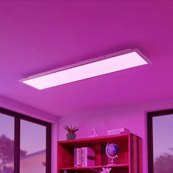 Lampenwelt Lindby Smart LED-Deckenpanel Kjetil 120 x 30 cm Tuya RGB CCT Neueste Stile