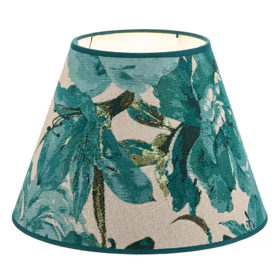 Lampenwelt Lampenschirm Sofia Höhe 21 cm, Blumenmuster türkis Discount Store für neue Produkte