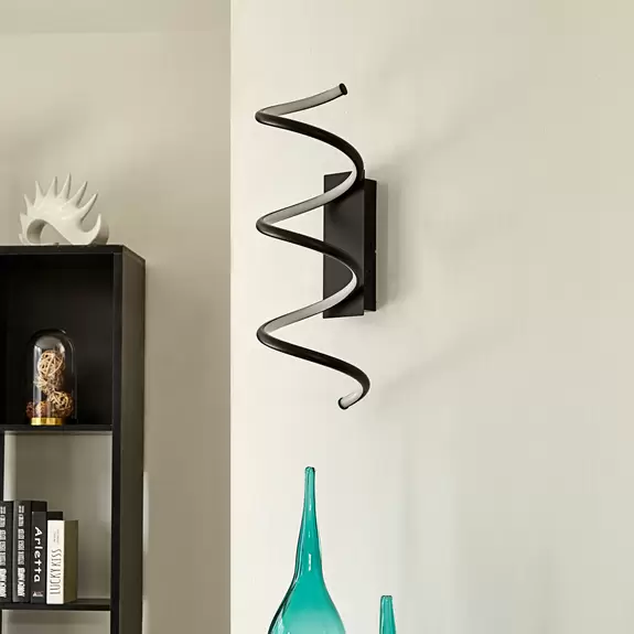 Lampenwelt Lindby Agostara LED-Wandlampe, Spirale, schwarz zollfrei
