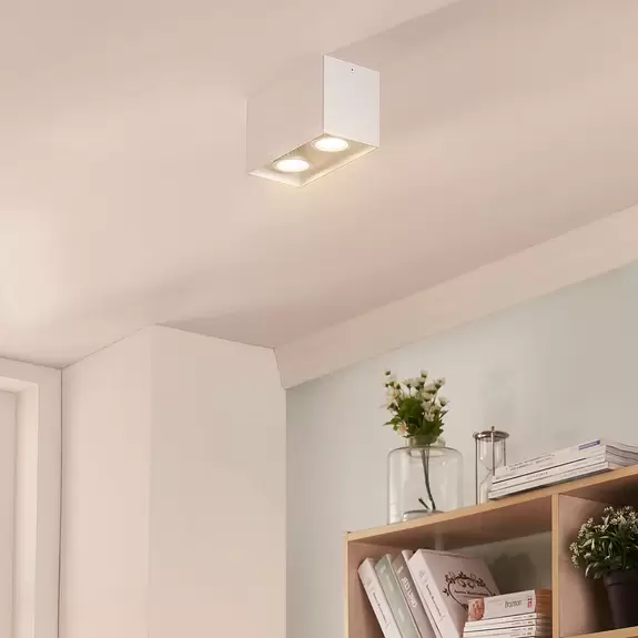 Lampenwelt Aufbau-Downlight Carson in Weiß, zweiflammig Rabatte dieses Monats