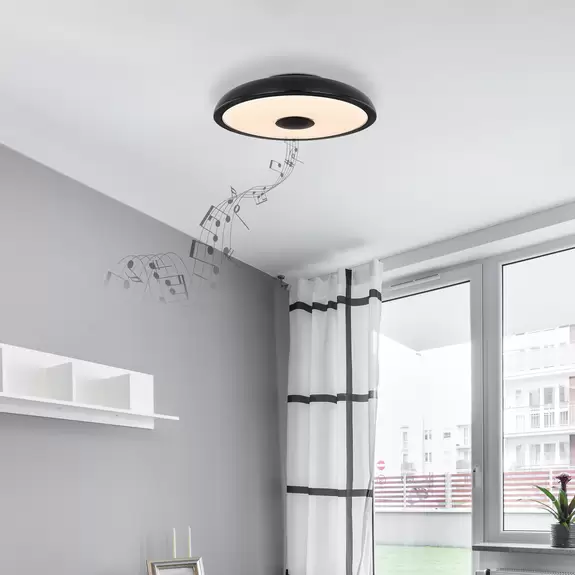 Lampenwelt LED-Deckenleuchte Raffy Lautsprecher RGBW schwarz Angebote