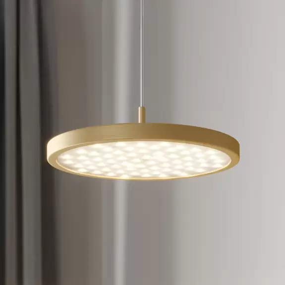 Lampenwelt Quitani LED-Pendellampe Gion, 1-flammig, weiß/messing Fabrikverkauf