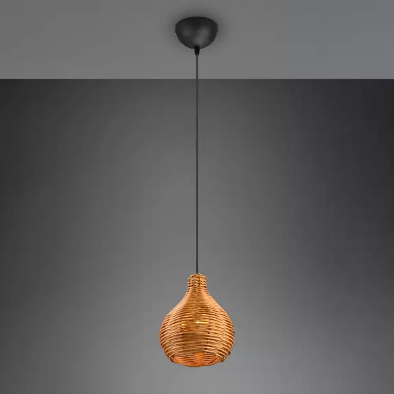 Lampenwelt Hängeleuchte Sprout aus Rattan, 1-flammig, natur Osterangebot