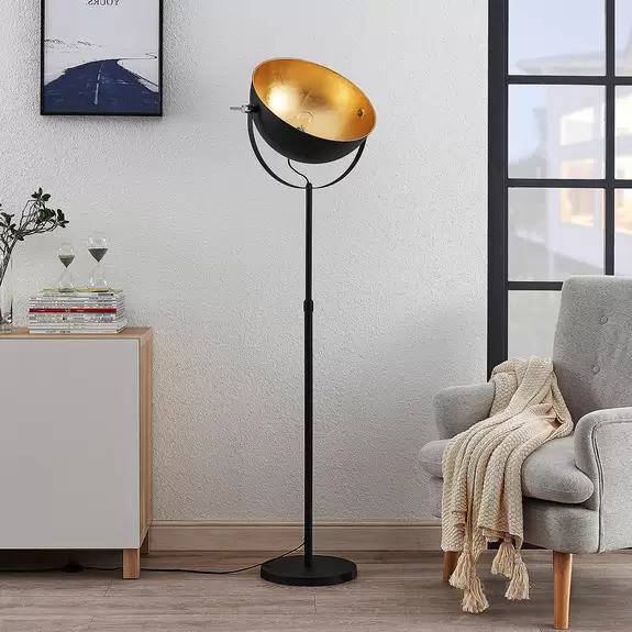 Lampenwelt Stehleuchte Muriel 1-flammig schwarz/gold Neuheiten