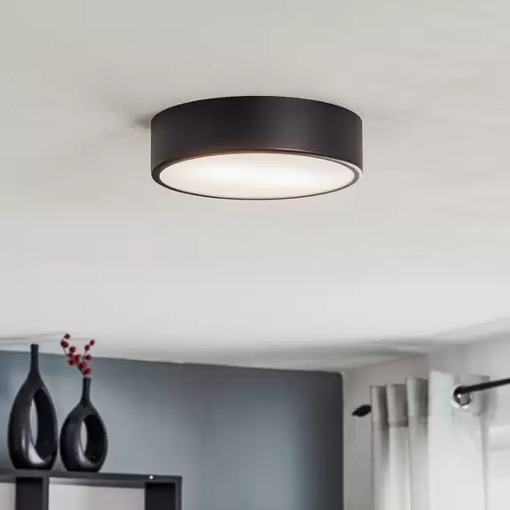 Lampenwelt Deckenleuchte Cleo, Ø 30 cm, schwarz Kostenlose Rückgabe