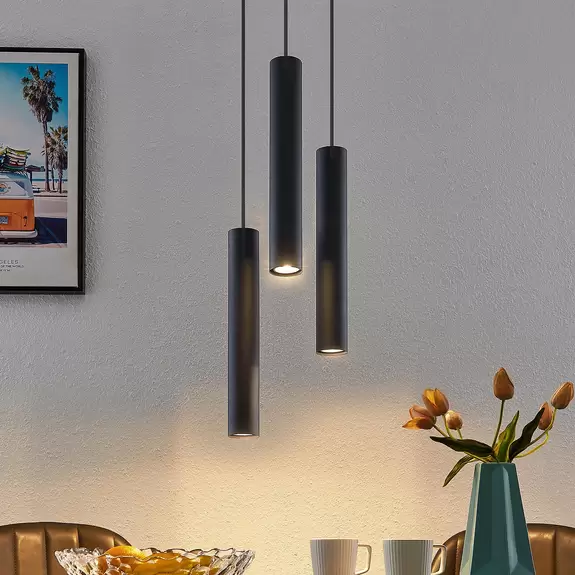 Lampenwelt Lindby Joffrey Hängeleuchte, 3-fl., schwarz Sonderangebot der Fabrik