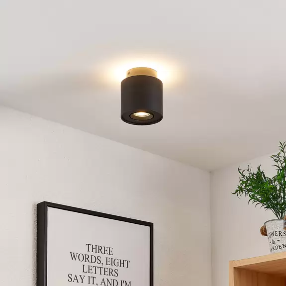 Lampenwelt Arcchio Deckenlampe Walisa, Ø 10 cm, schwarz, Alu Vierteljährliche Förderung