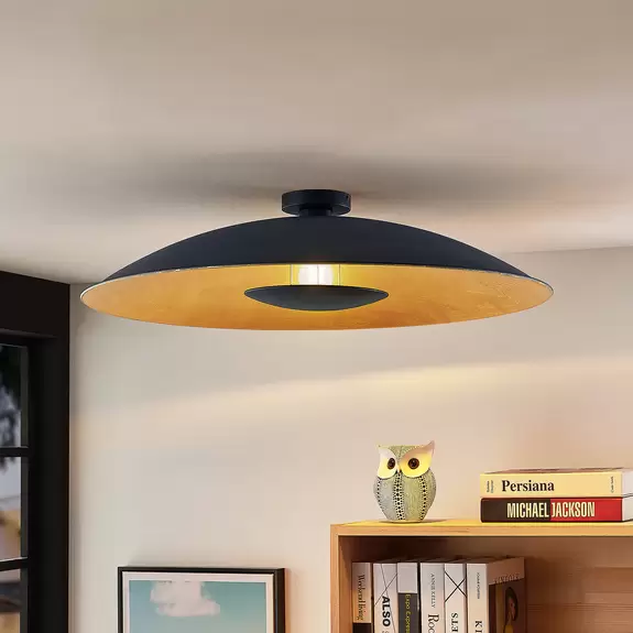 Lampenwelt Lindby Narisara Deckenlampe, schwarz-gold, 80 cm Riesige Rabatte