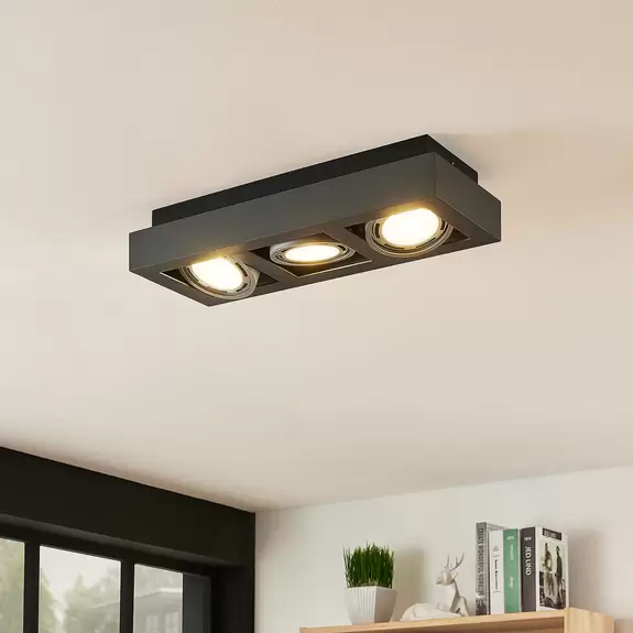 Lampenwelt Deckenstrahler Ronka, GU10, 3-fl., dunkelgrau Rabatte dieses Monats