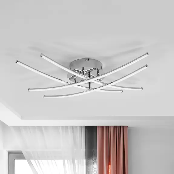 Lampenwelt LED-Deckenlampe Yael, chrom, 4 Stäbe Auslauf