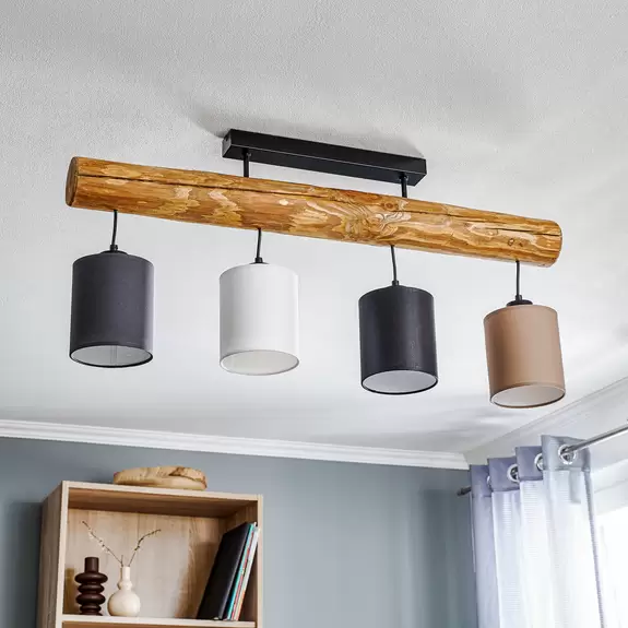Lampenwelt Decke Furesta gebeizt braun/schwarz/weiß/anthra 4f Günstiger Verkauf