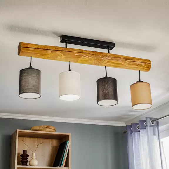 Lampenwelt Decke Furesta gebeizt braun/schwarz/weiß/anthra 4f Günstiger Verkauf
