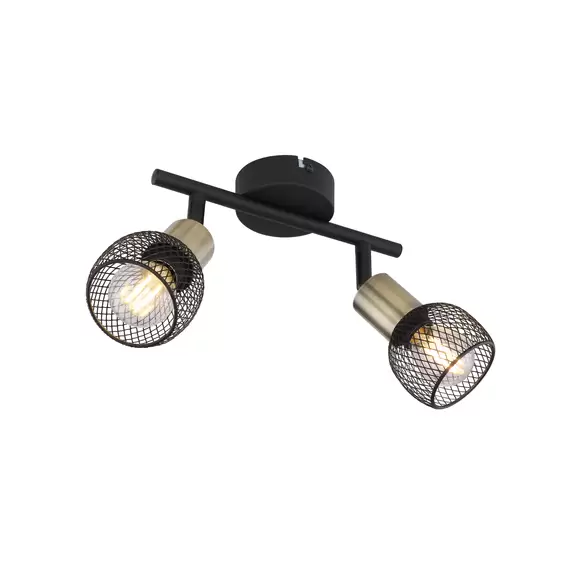 Lampenwelt Deckenleuchte Fiastra, schwarz/altmessing 2-fl Flash Sale