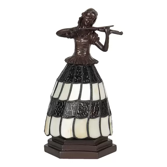 Lampenwelt Tischlampe 5LL-6047 Frau, Tiffany-Stil, braun-weiß Lagerräumung
