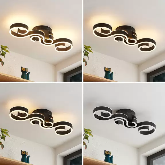 Lampenwelt Lucande Admira LED-Deckenlampe, 51,7 cm schwarz Neueste Mode