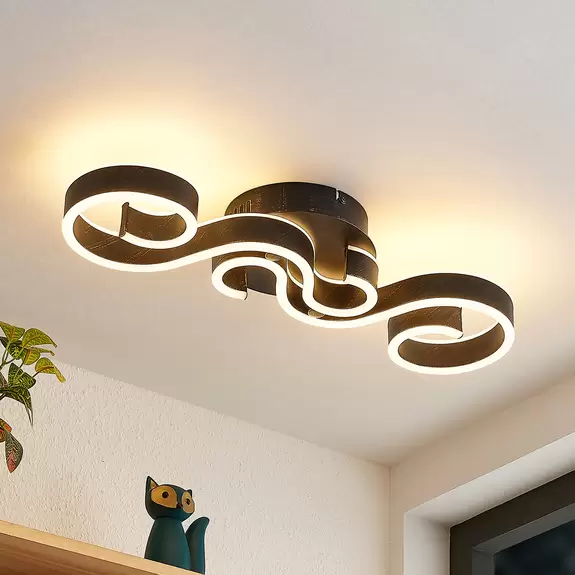 Lampenwelt Lucande Admira LED-Deckenlampe, 51,7 cm schwarz Neueste Mode