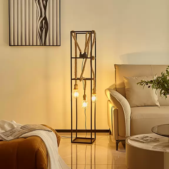 Lampenwelt Lucande Vlados Design-Stehlampe, Käfig, 3-fl Sonderangebote