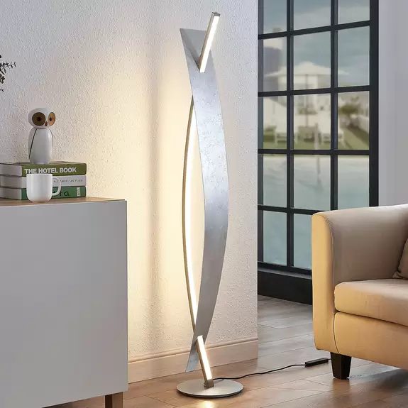 Lampenwelt LED-Stehleuchte Marija in edler Silber-Optik Bis zu 60% Rabatt