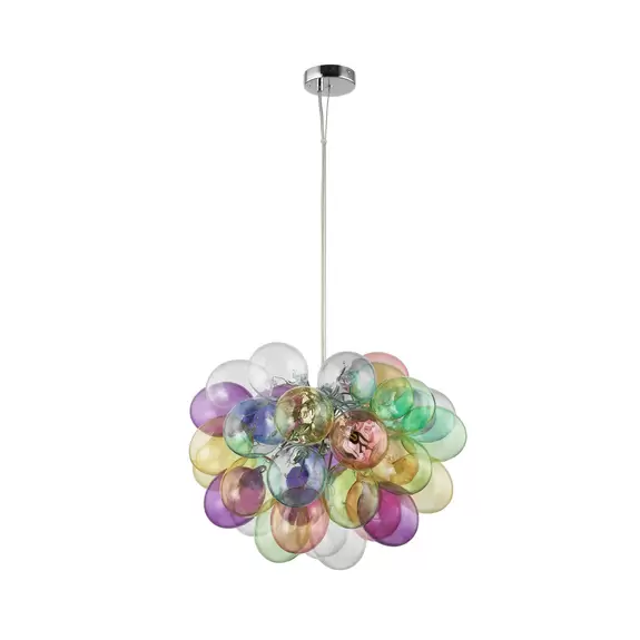Lampenwelt Lucande Hängeleuchte Diborah, bunt, Glas, Ø 50 cm, G9 Discount Store für neue Produkte