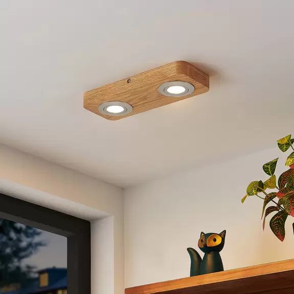 Lampenwelt Lindby Mikari LED-Deckenleuchte aus Holz, 2-fl Begrenzt auf 3 Tage